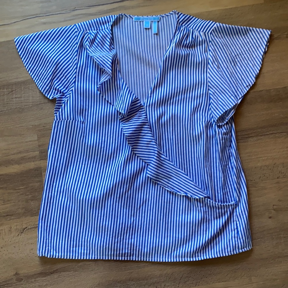 Draper James stripe ruffle top size 8